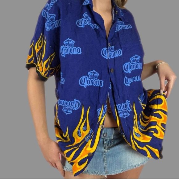 Corona Tops - ❌SOLD❌ Corona Beer Beach Button Shirt